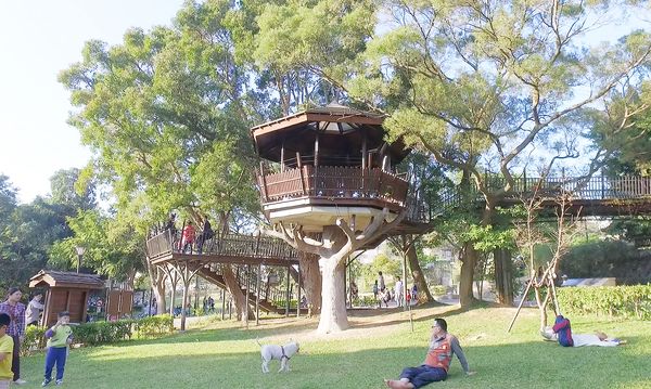 ▲桃園市虎頭山公園步道途中還有途中還有鳥巢樹屋等景點，也是大人小孩都歡遊憩休息場所。（圖／市府觀旅局提供）