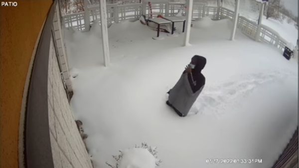 ▲▼加拿大的一名男子踏著60公分的積雪，到了餐廳前失望下跪。（圖／翻攝自instagram／niceys.eatery）