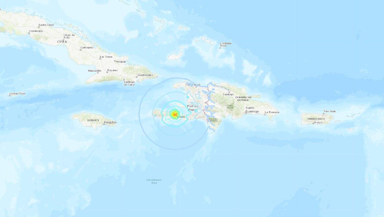 ▲▼海地5.3地震傳災情 至少2死50傷。（圖／翻攝USGS）