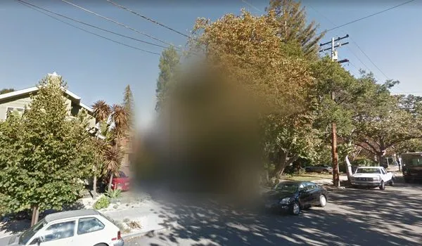 ▲▼Google地圖建物出現詭異馬賽克 原來這是他的家。（圖／翻攝自Google地圖）