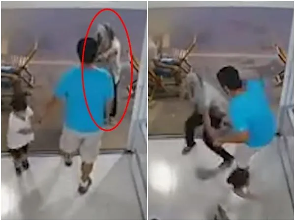 ▲▼巴西一名搶匪遇上超強老爸，糗遭奪槍，當眾慘摔。（圖／翻攝自YouTube）