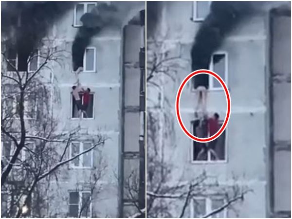 ▲▼俄羅斯公寓大火驚險救援影片爆紅。（圖／翻攝自推特@Daily_Memes__）