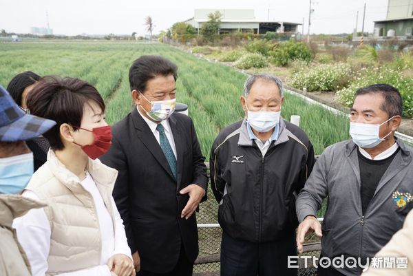 ▲立委陳亭妃、台南市議長郭信良、城西里里長嚴文正，邀集農糧署官員，到紅蔥頭產地之一的安南區會勘，陳亭妃籲農委會出面處理保價收購。（圖／記者林悅翻攝，下同）