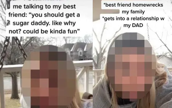 鼓勵交糖爹！閨蜜卻「看上她老爸」　20歲女崩潰：親手毀了自己家。（圖／翻攝自TikTok）