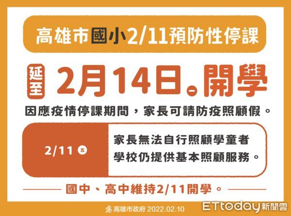 ▲▼高雄市國小2/11預防性停課，延後至2/14開學。（圖／記者賴文萱翻攝）