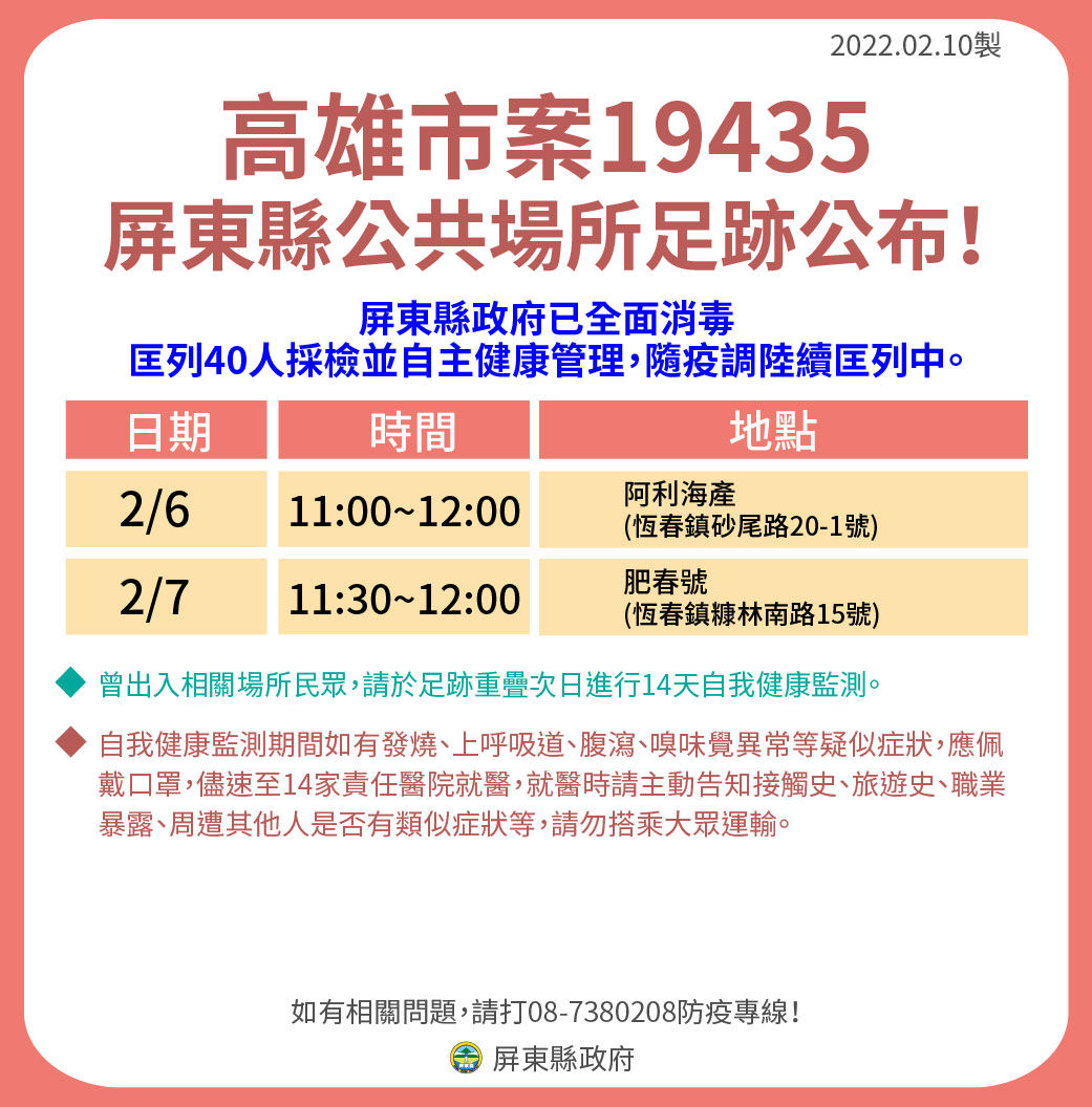 ▲▼高雄確診情侶追加遊屏東足跡 到恆春鎮啖海產喝咖啡。（圖／屏東縣政府）