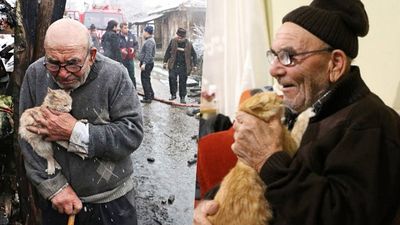 「抱著倖存愛貓哭泣」這位讓全球網友揪心不捨的爺爺　如今和小橘貓有了新家