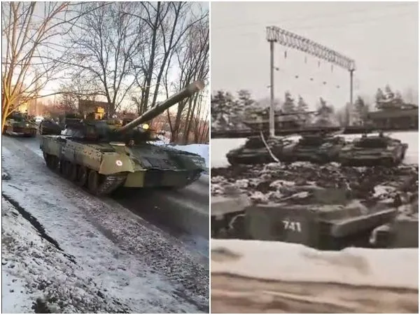 ▲▼俄軍近日持續向烏克蘭邊境附近快速集結，運送大批導彈、坦克、火箭彈發射器等軍備。（圖／翻攝自推特、YouTube、TikTok）