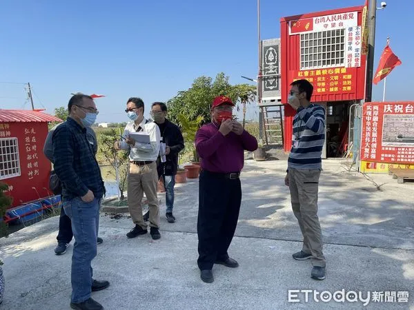 ▲台南市新營2019年出現的「台灣人民共產黨天后宮」，經強制拆除後，今又死灰復燃，工務局排定2月18日再度執行強制拆除。（圖／記者林悅翻攝，下同）