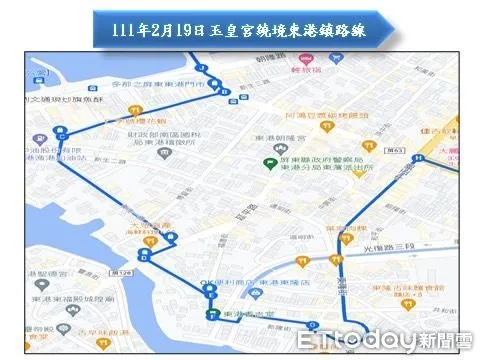 ▲屏東市玉皇宮遶境東港鎮內路線              。（圖／記者陳崑福翻攝）