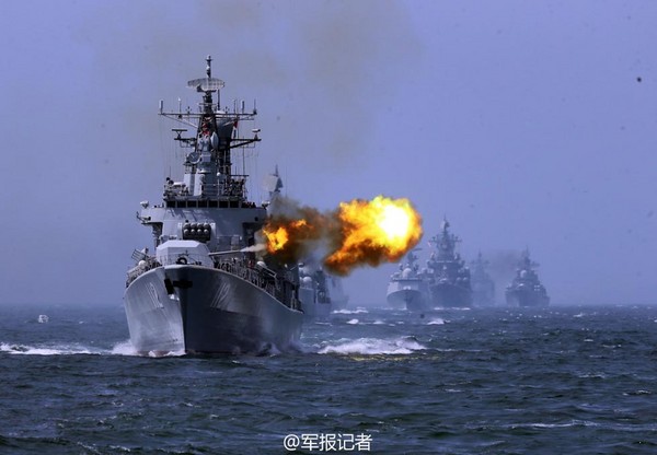 中俄「海上聯合-2014」軍演結束，在最後一天進行實彈射擊。（圖／翻攝自大陸網站）