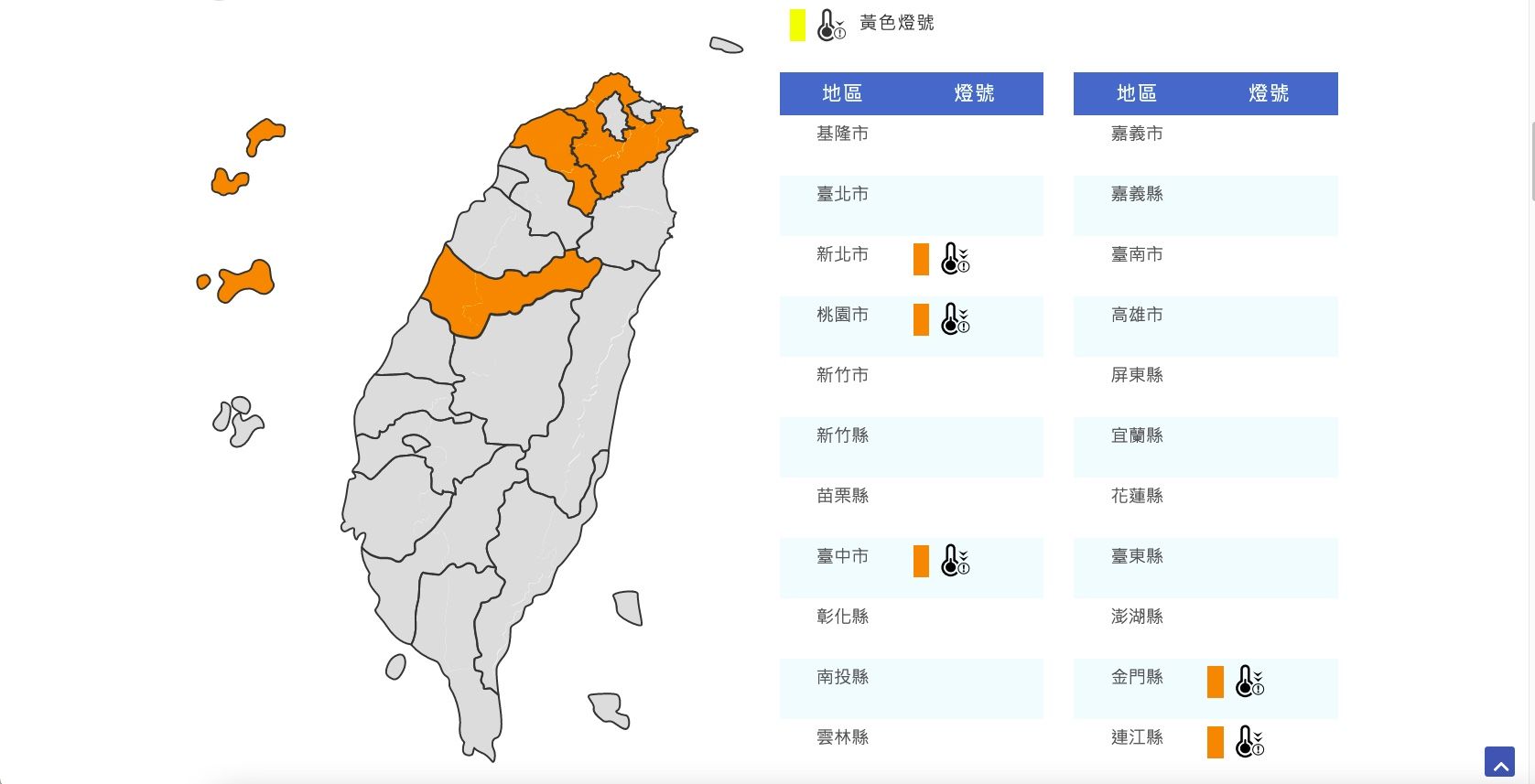 ▲▼低溫特報。（圖／中央氣象局）