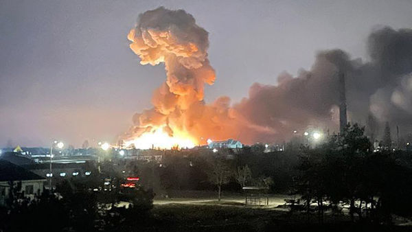 ▲▼烏克蘭總統辦公室公布了一張照片顯示，首都基輔24日凌晨發生爆炸。（圖／取自烏克蘭總統辦公室）