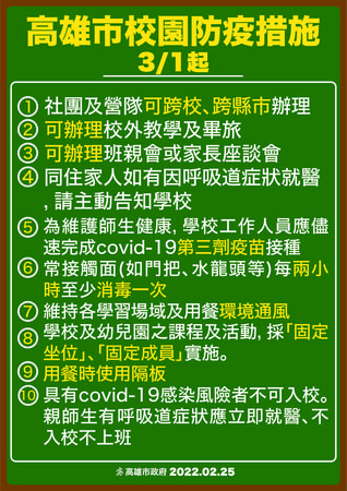 ▲▼高雄3/1起鬆綁校園防疫規定。（圖／高雄市政府提供）