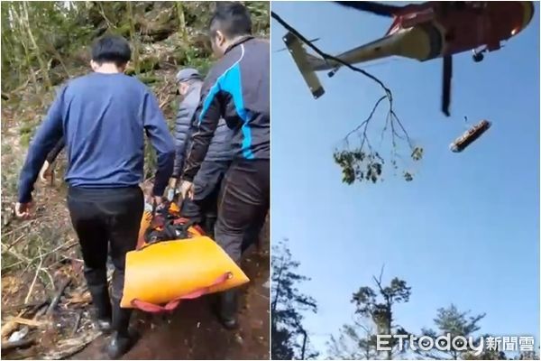 ▲▼山老鼠越南籍移工奇萊山凍斃，遺體運送下山。（圖／記者高堂堯翻攝）