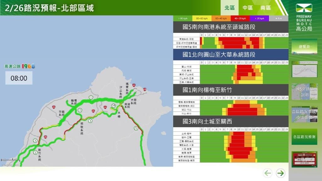 ▲▼連假第一天國道路況預測。（圖／高公局）