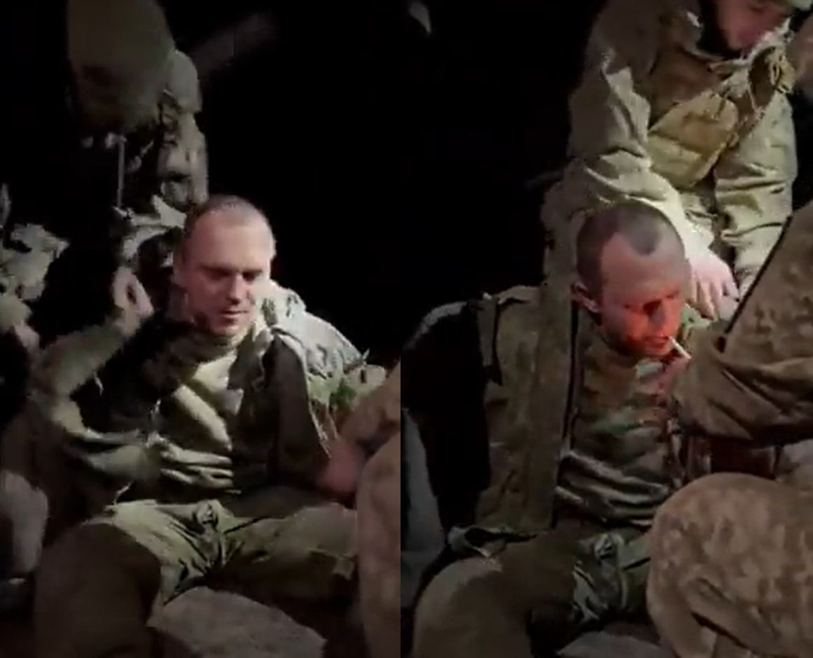 ▲▼俄軍少校被俘狼狽影片曝！　烏軍逼喊「榮耀歸烏克蘭」。（圖／翻攝推特）
