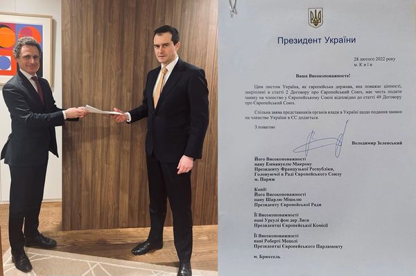 ▲▼烏克蘭駐歐盟代表琴佐夫（Vsevolod Chentsov）正式遞交加入歐盟申請。（圖／翻攝自推特@VVChentsov）