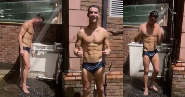 ▲▼「C羅」C羅納度（Cristiano Ronaldo）開直播洗澡。（圖／翻攝自IG）