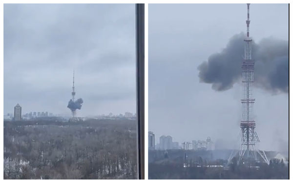 ▲▼基輔的電視塔遭到俄軍攻擊。（圖／翻攝自twitter／@IAPonomarenko）