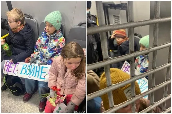 ▲荷蘭記者釋出俄羅斯孩童疑似遭拘捕的畫面。（圖／翻攝Twitter@obk）