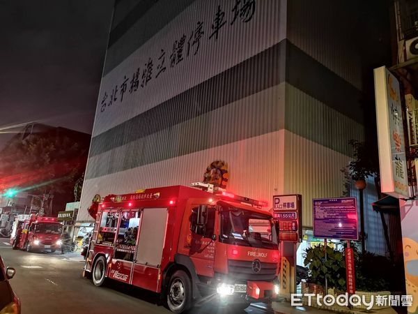 ▲台北市大同區一處立體停車塔發生意外。（圖／記者黃彥傑攝）