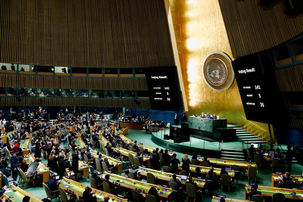 ▲▼聯合國大會投票譴責俄羅斯入侵烏克蘭。（圖／路透社）