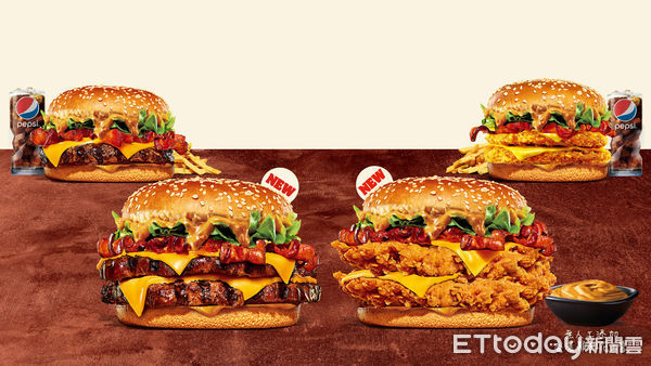 ▲▼漢堡王推美式花生雙層脆雞堡、美式花生重磅雙牛堡。（圖／業者提供）