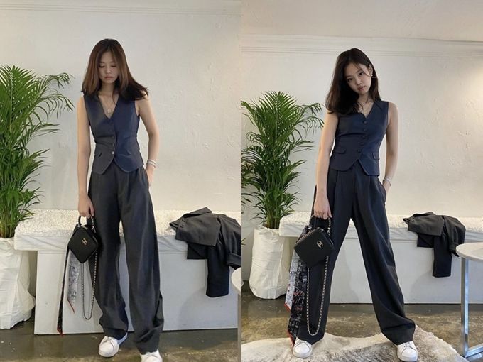 ▲Jennie「小白鞋」造型帶貨力又破表。（圖／翻攝自IG@jennierubyjane）