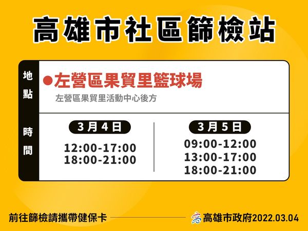 ▲高市府於果貿社區籃球場設置篩檢站。（圖／高雄市政府）