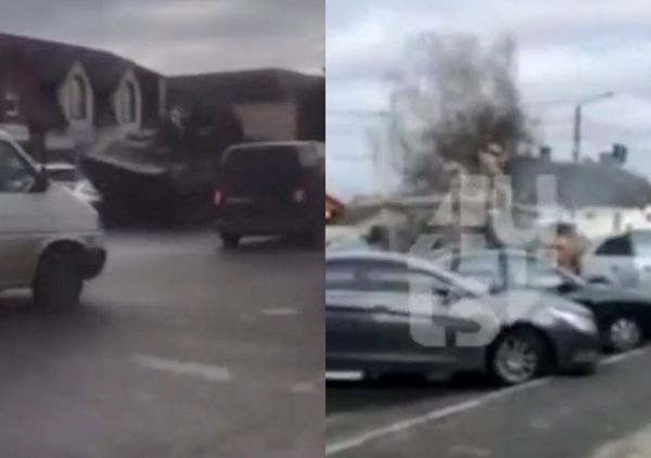 ▲▼被控裝甲車輾壓平民轎車　俄羅斯公布影片：烏克蘭自己幹的。（圖／翻攝自推特）