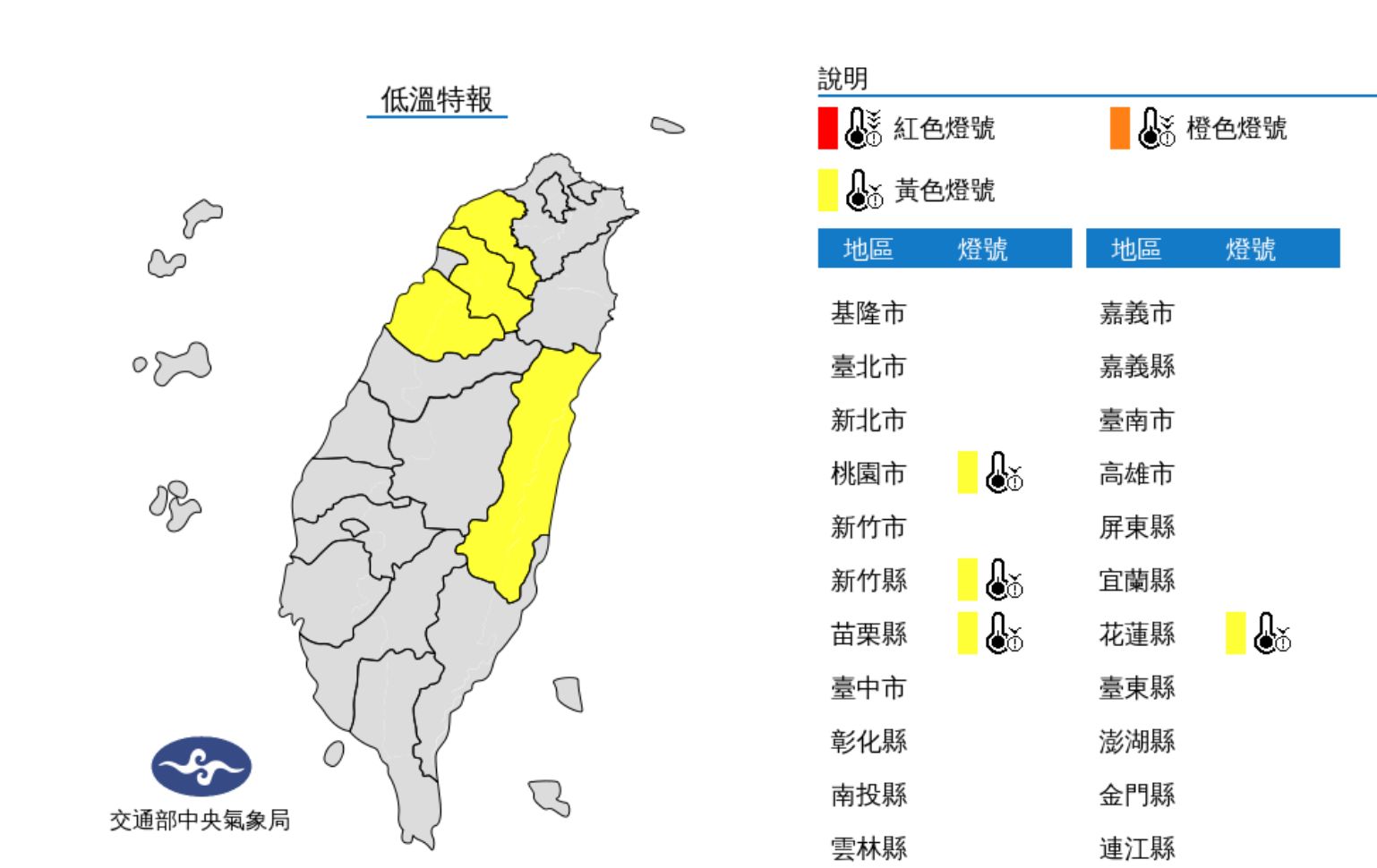 ▲氣象局發布低溫特報。（圖／氣象局）