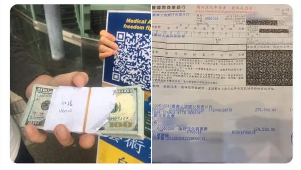 ▲▼一位烏克蘭人表示，在抗爭活動中，收到神秘台灣阿北捐贈的1萬美元現鈔。（圖／翻攝自／twitter@olekshyn）