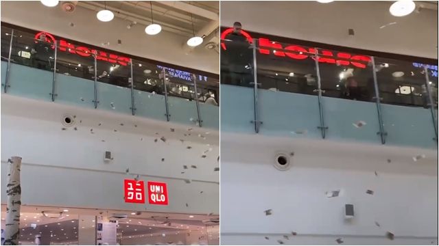 ▲▼俄羅斯男子在一間百貨公司樓上大灑盧布。（圖／翻攝自Instagram@moscowmap）