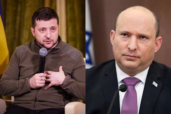 ▲▼烏克蘭總統澤倫斯基（Volodymyr Zelensky）與以色列總理班奈特（Naftali Bennett）。（圖／路透）