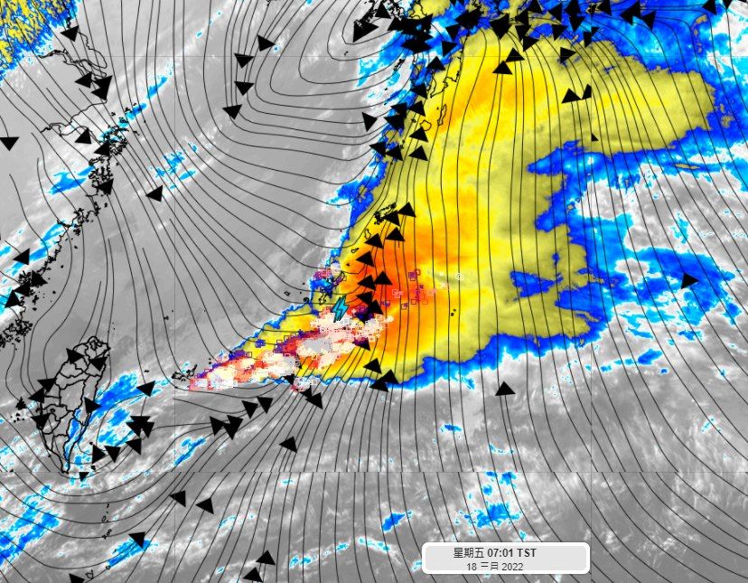 ▲▼彭啟明分享，台灣東方有一道「閃電列車」超過600公里。（圖／翻攝自《氣象達人彭啟明》臉書）