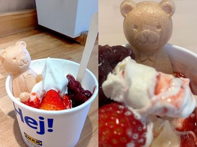 日本IKEA推超Q熊熊草莓聖代！加一球紅豆餡可愛又好拍　