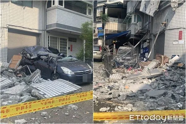 ▲▼再興社區外牆大面積倒塌。（圖／記者邱中岳翻攝）