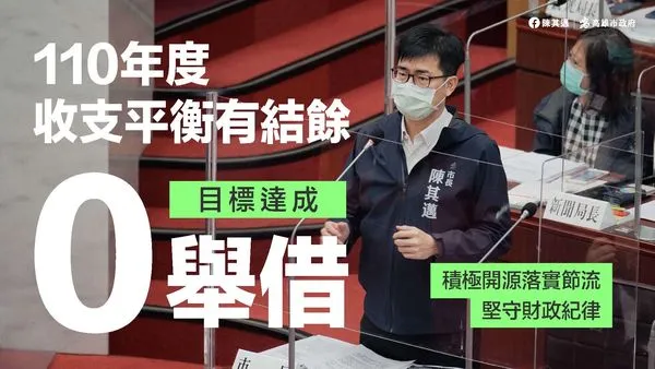 ▲▼陳其邁做到了！高雄實現「零舉債」目標，去年還結餘0.18億元。（圖／高雄市政府提供）