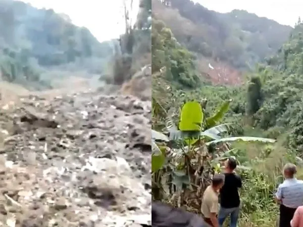 ▲▼ 東航墜機現場畫面曝！山坡「土地全翻過」冒煙　殘骸碎一地。（圖／翻攝微博）