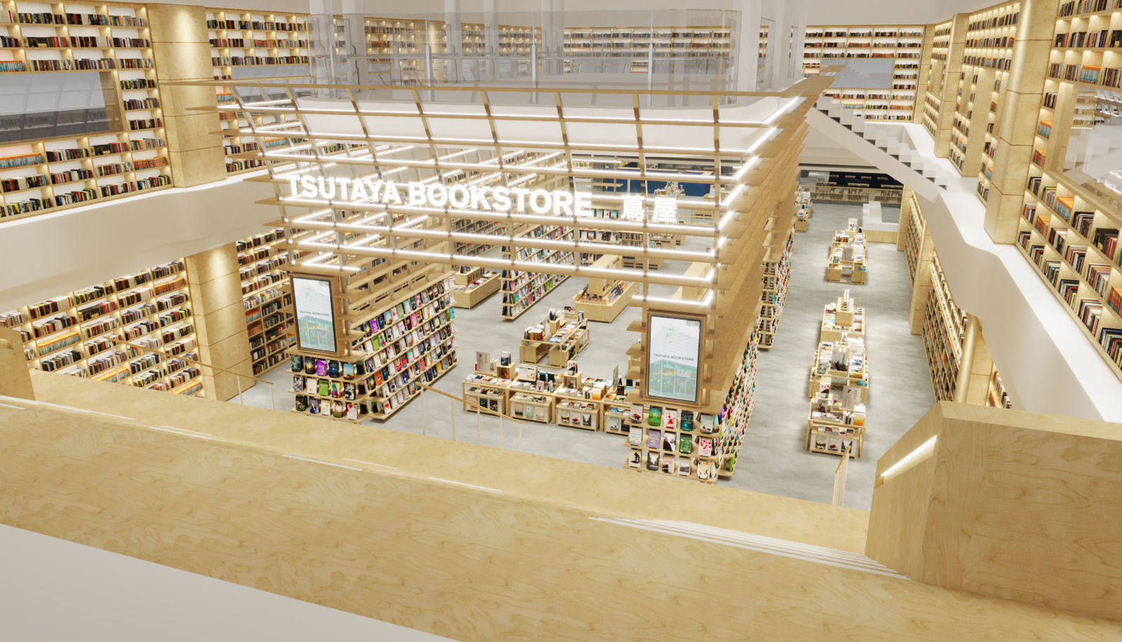 ▲桃竹苗首家TSUTAYA BOOKSTORE震撼感官的環景書牆。（圖／業者提供）