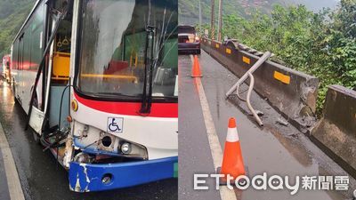 快訊／基隆客運台2線失控車頭撞凹　駕駛發高燒送醫