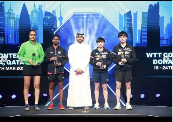 ▲▼林昀儒、鄭怡靜卡達站奪冠        。（圖／翻攝自qatartabletennis     IG）