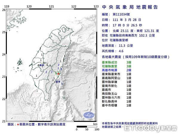 ▲▼ 0328地震。（圖／氣象局提供）