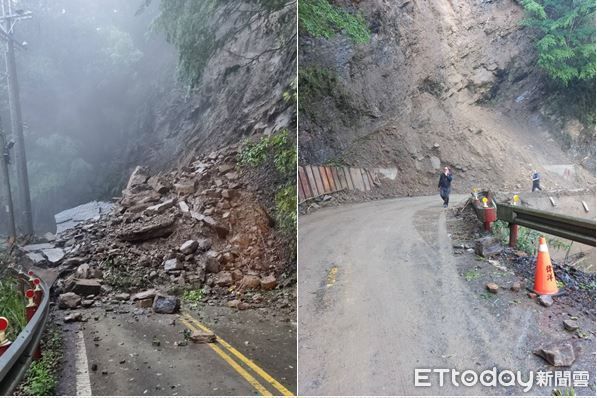 ▲▼落石導致道路封閉。（圖／記者陳凱力翻攝）