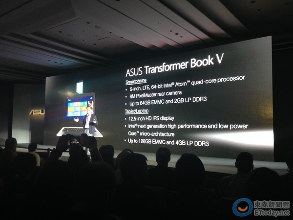 華碩ASUS發表全球首款5合1變型產品Transformer Book V」。