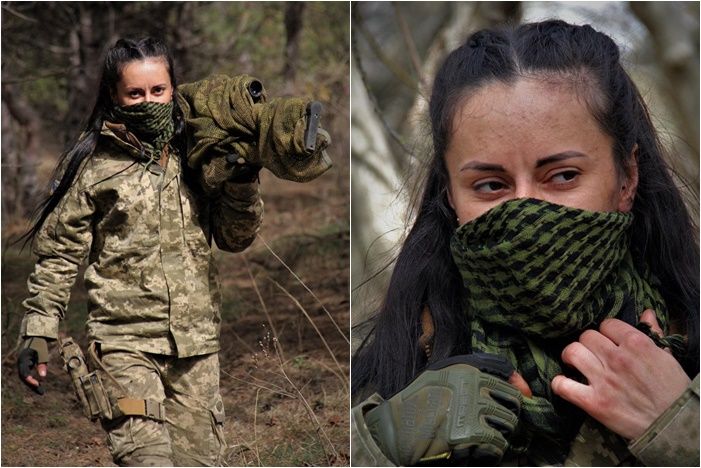 ▲▼烏克蘭一名稱號「Charcoal」的女狙擊手。（圖／翻攝自推特@lapatina_）