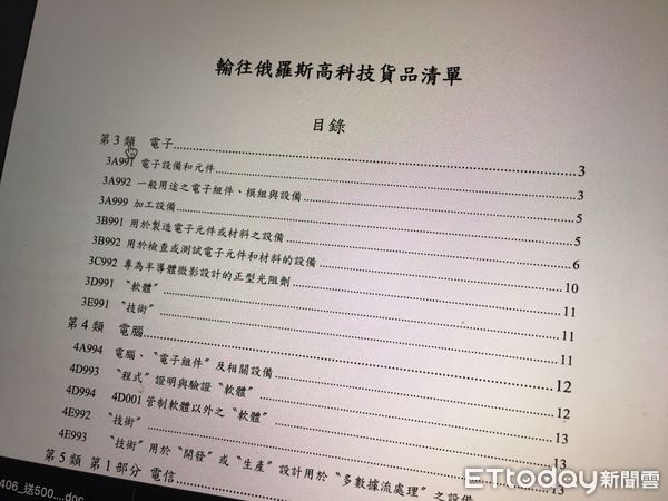 ▲台灣擴大對俄羅斯制裁措施，經濟部今（6）日公告高科技等貨品出口管制清單。（圖／記者林淑慧攝）