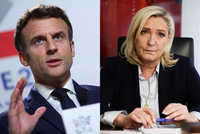 ▲▼法國總統馬克宏（Emmanuel Macron）與總統參選人、極右派領袖雷朋（Marine Le Pen）。（圖／路透）