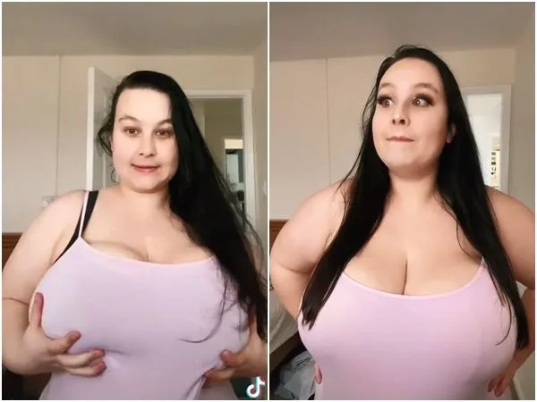 ▲▼國外一名35歲女子盧克瑟（Lucy Luxor）罩杯尺寸達到38L，胸部大到不敢出門。（圖／翻攝自IG@lucyluxor15、TikTok@lucyluxor）